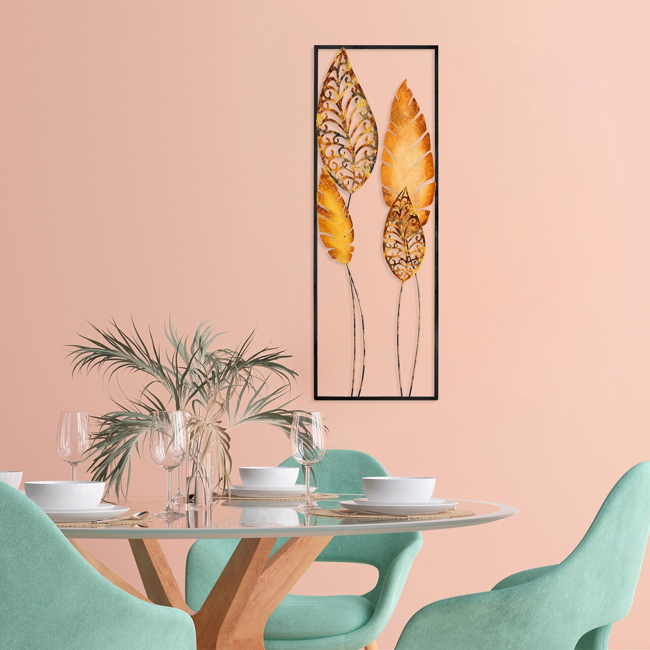 Decoratiune de perete, Nezgep 2, Metal, Dimensiune: 32 x 90 cm, Multicolor - 1 | YEO