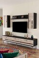 Comoda TV, Hanah Home, Ilay, 180x41x30 cm, Antracit / Travertin / Argint