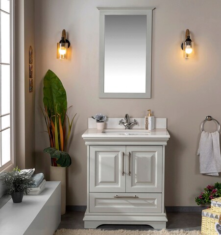 Set mobilier de baie (2 piese), jussara, huron 30, gri