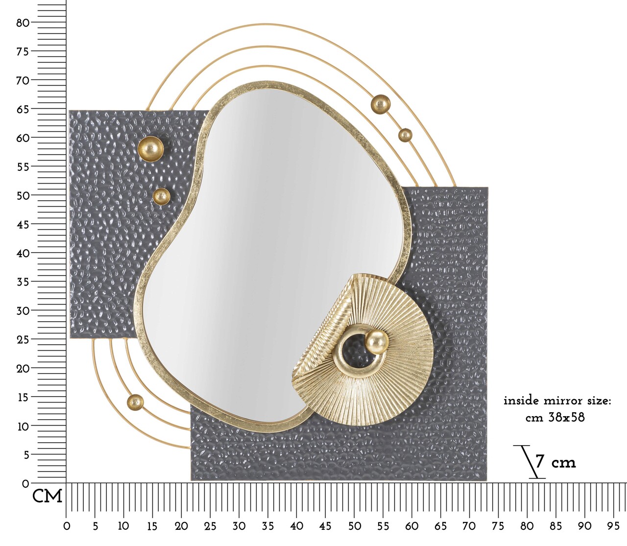 Oglinda decorativa Art, Mauro Ferretti, 80 x 72.4 cm, fier/MDF, multicolor