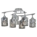 Plafoniera, Evea, L.55 l.38 H.26 cm, 6 x E27, 60W, metal/sticla, argintiu/alb