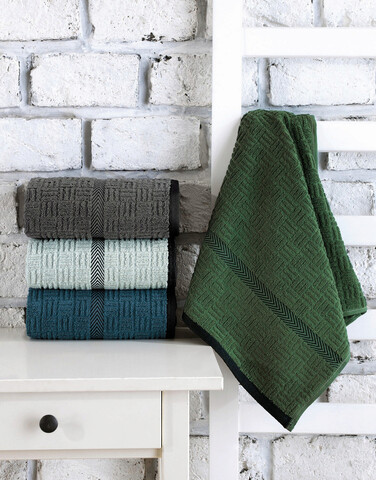 Set prosoape de mână (4 bucăți), cotton box, jakarli havlu seti road asorti-2, bumbac, albastru / albastru închis / verde / antracit