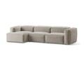 Coltar stanga 4 locuri, Bergamo, Cosmopolitan Design, 344x152x70 cm, catifea chenille raiata, ivoriu