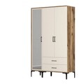 Dulap pentru haine, Hommy Craft, Kumsal RT, 120x47.5x201.4 cm, PAL, Maro/Crem