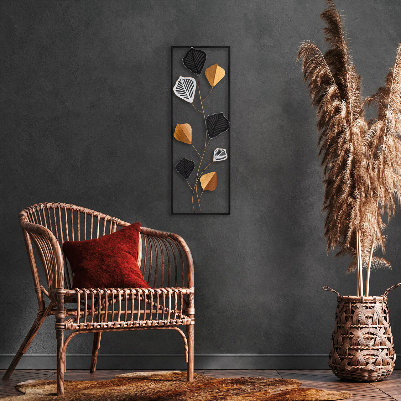 Decoratiune de perete, Crabtree, Metal, Dimensiune: 32 x 90 cm, Multicolor - 1 | YEO