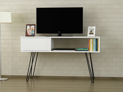 Comoda TV, Furny Home, Lara, 120×68.5×29.5 cm, Alb 120x68.5x29.5