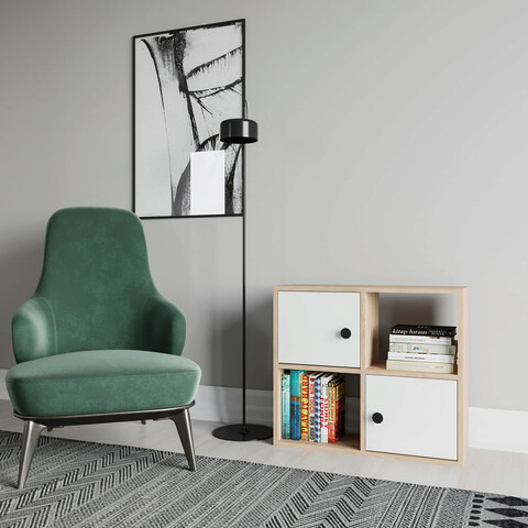 Corp biblioteca, retricy, tuttle, 72x25x62.6 cm, pal, stejar / alb