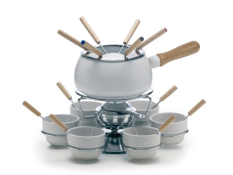 Set fondue, 22 piese, White Enamel, Excelsa, 6 persoane