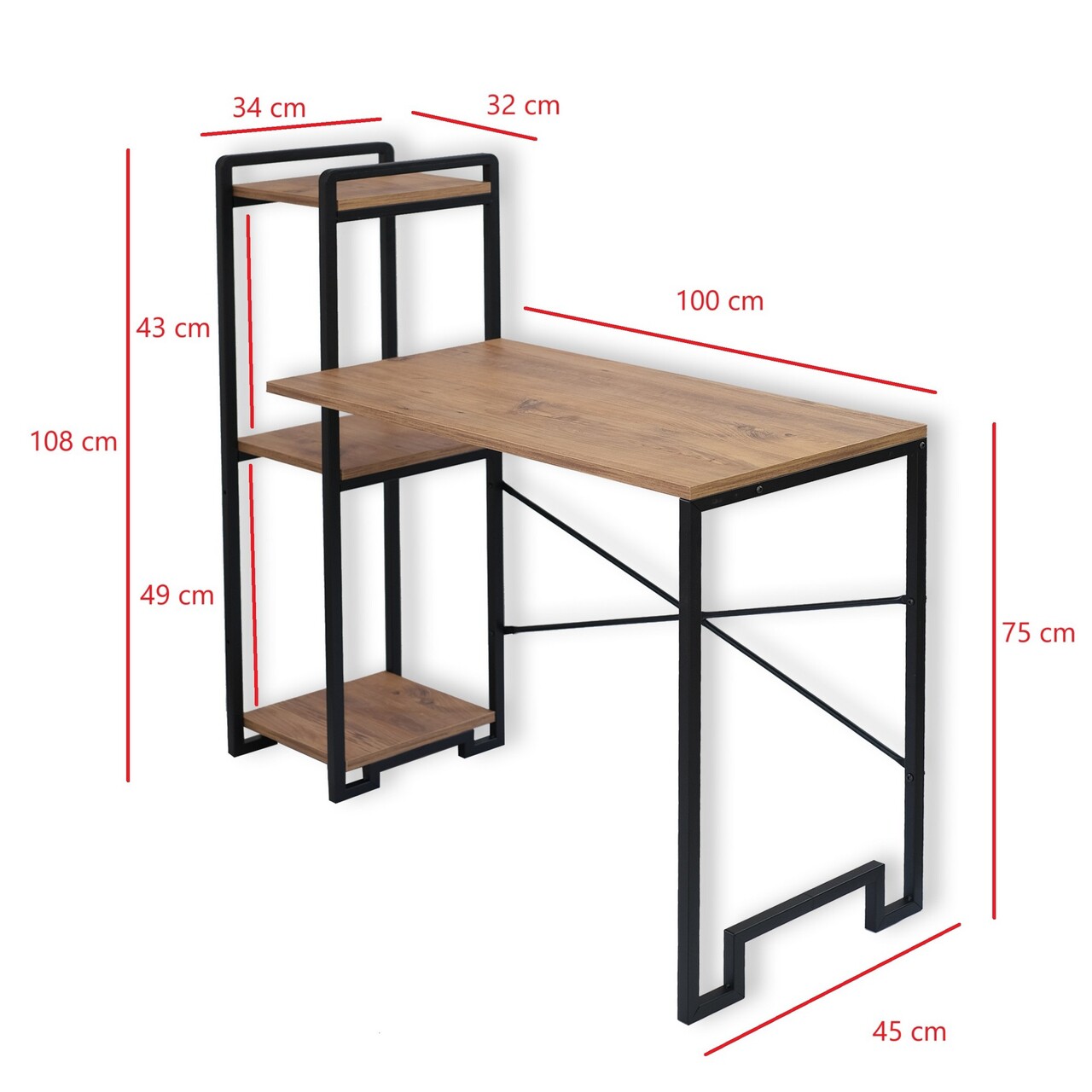 Birou, Puqa Design, Home, 45x120x108 cm, PAL, Pin Atlantic / Negru
