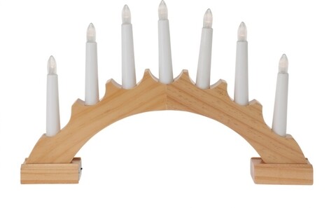 Decoratiune luminoasa candle bridge round, 41.5x5.5x25.5 cm, 7 led-uri, lemn, maro