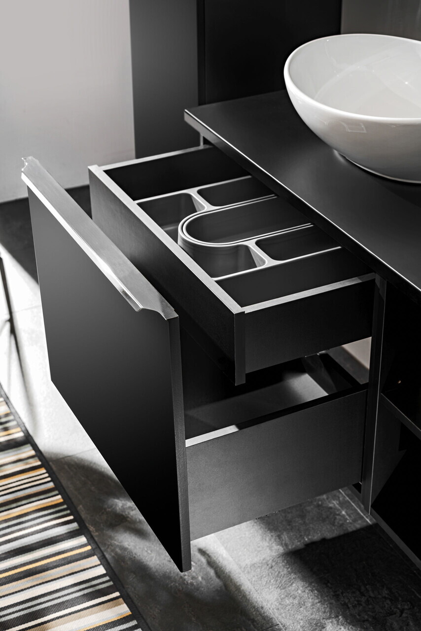 Set mobilier baie, dulap cu lavoar, 60 cm Lola, Santa Fe Black, Comad, MDF/PAL laminat, negru mat — imaginea 7