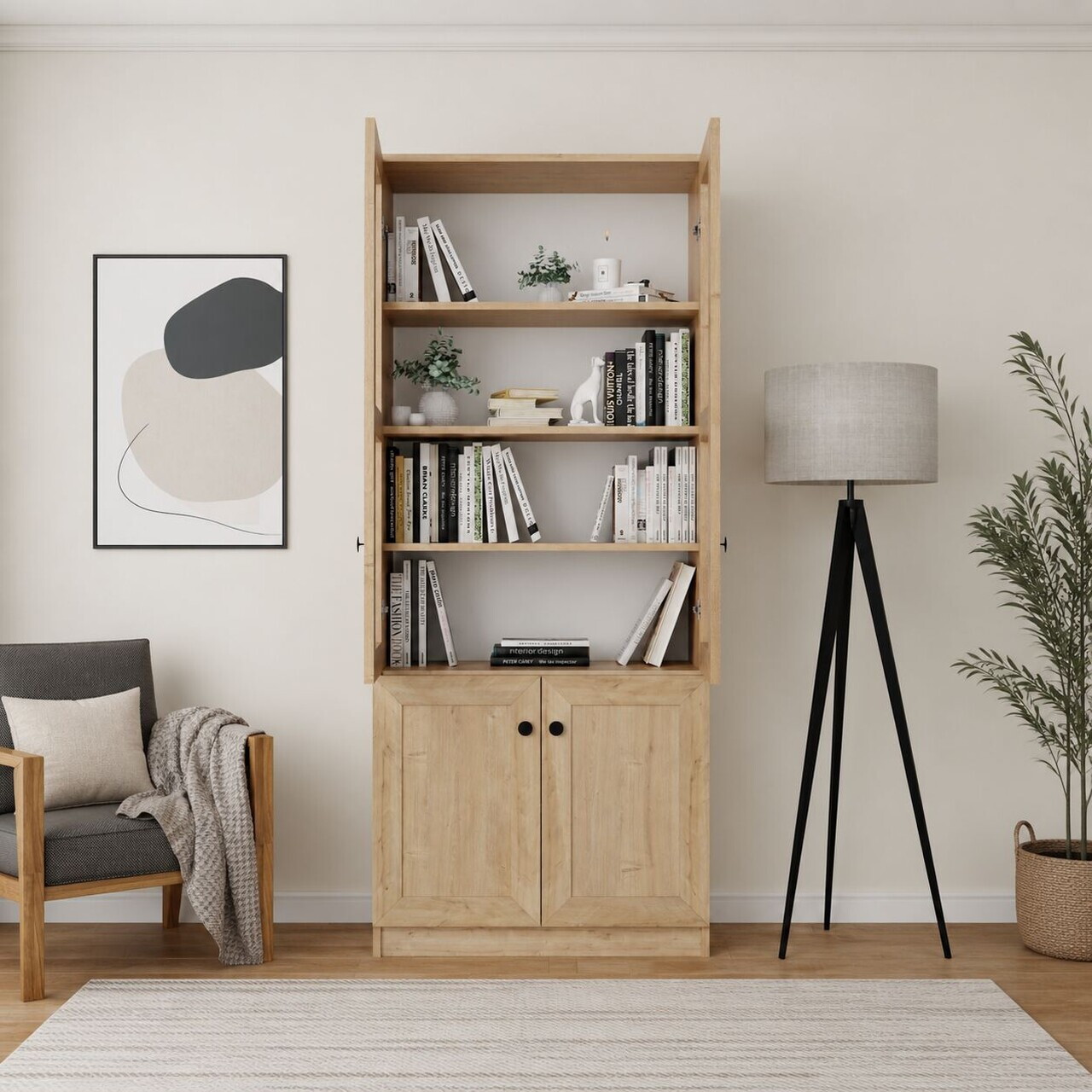 Dulap multifunctional, Hanah Home, Lisa 1600-204, 80x190x37 cm, PAL, Maro — imaginea 3