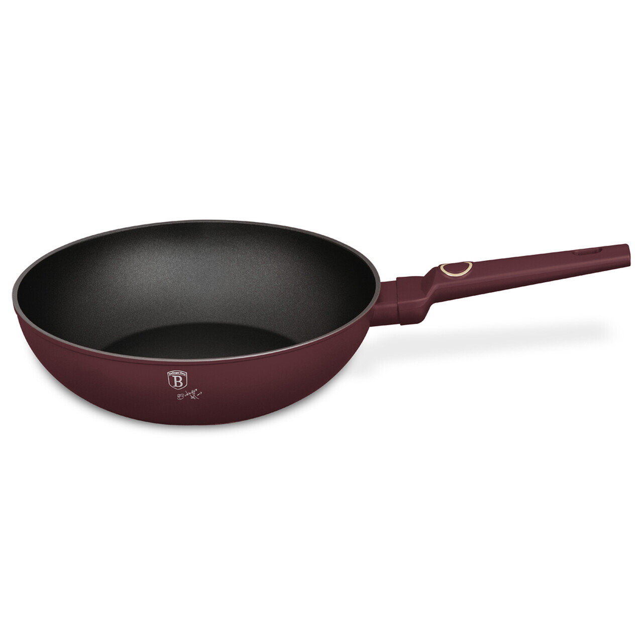 Tigaie Wok Berlinger Haus, Leonardo, 28 cm, 3.2 L, aluminiu forjat, visiniu mat - imagine 5
