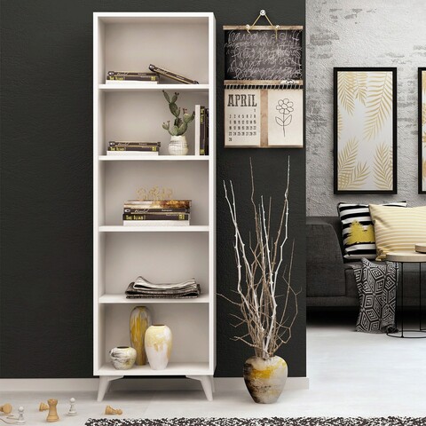 Corp biblioteca, mod design, potena, 50x162x25 cm, alb