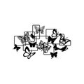 Decoratiune de perete, Butterflies, Dimensiune: 50 x 29 cm, Negru