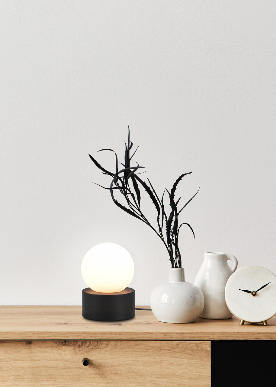 Lampa de masa Countess, RL, 12x17 cm, 25W, 1x E14, metal, negru mat/alb