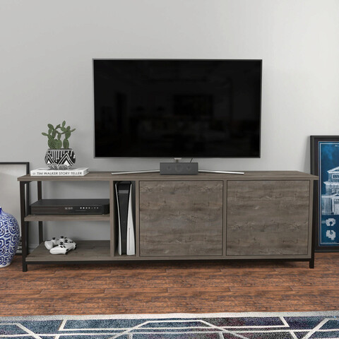 Comoda tv, retricy, primrose, 160x35.3x50.8 cm, pal, negru / gri închis