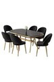 Set masa si scaune (7 piese), Hanah Home, Jita, Sonata / Auriu / Negru