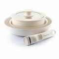 Set tigai cu capac si maner detasabil 5 piese, Passet, InnovaGoods, Ø26, Ø20, Ø18 cm, aluminiu/sticla, bej