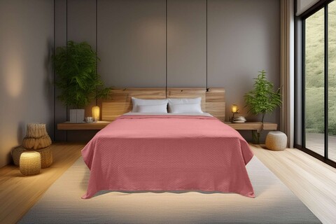 Cuvertura matlasata dubla, Hasır - Pink, ICF Bedroom, Bumbac