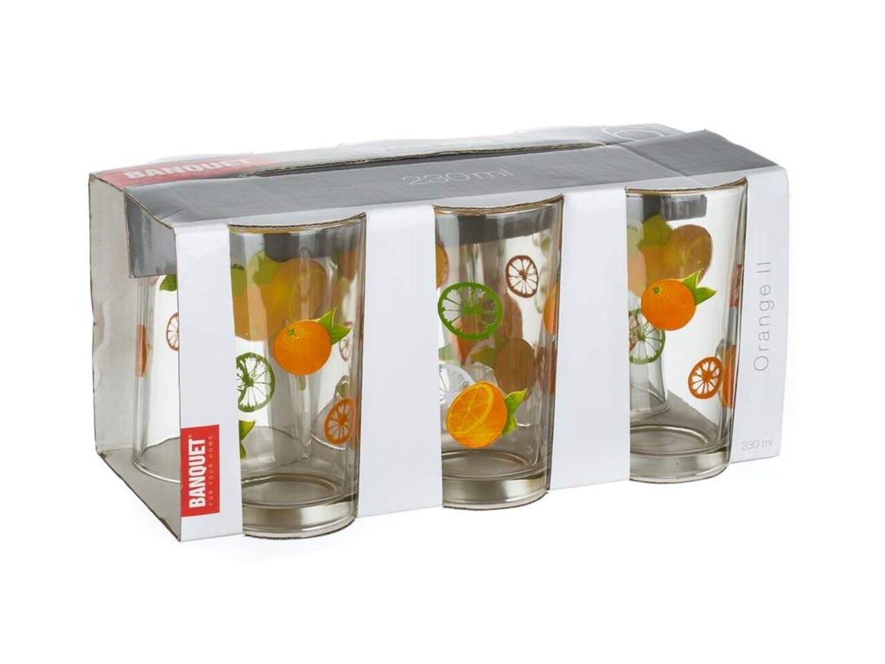 Set 6 Pahare Orange Tumbler, Banquet, 230 Ml, Sticla