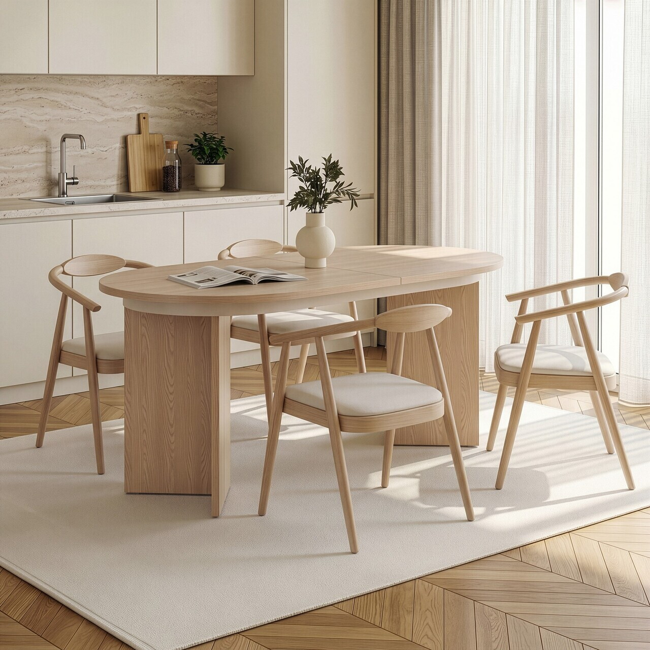 Masa extensibila, Nordure, Sorell, 160x75x90 cm, Stejar Compass — imaginea 3