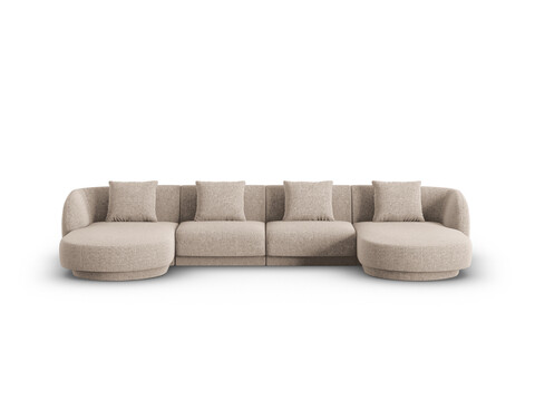 Coltar panoramic 5 locuri, Tulum, Cosmopolitan Design, 330x156x70 cm, tesatura chenille, bej