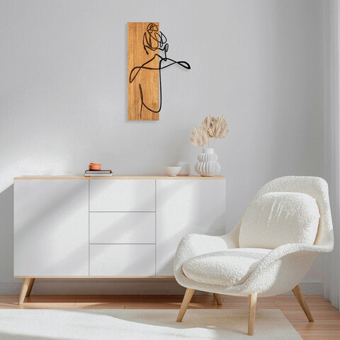 Decoratiune de perete, ma-295, 50% lemn/50% metal, dimensiune: 58 x 36 cm, nuc / negru