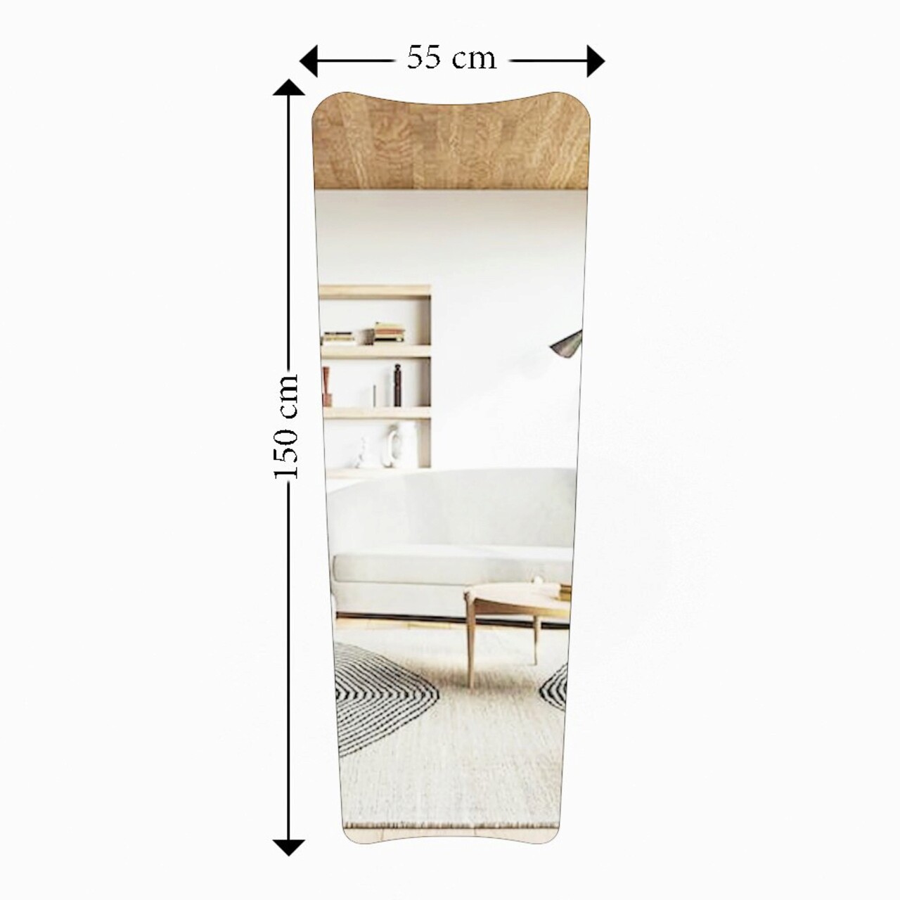 Oglinda decorativa, Siam, Vitros, 55x150x2.2 cm, MDF , Negru