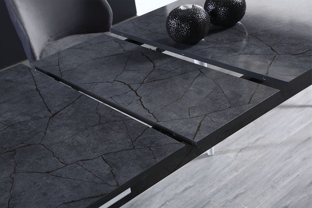 Masa de sufragerie extensibila, Beckley, Toskana, 132x79x76.5 cm, Antracit/Alb - 1 | YEO