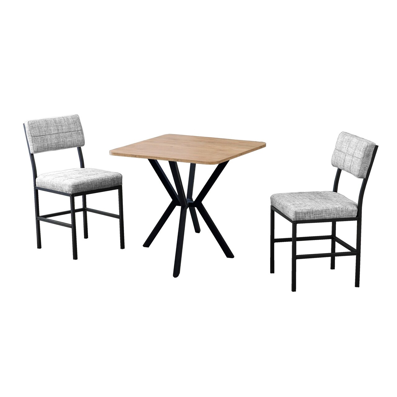 Set masa extensibila si scaune, 3 piese, Hanah Home, Dubai, Gri/Nuc - view 2