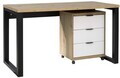 Birou cu dulap ADRK, Maro I, 135x65x75.2 cm, PAL laminat, artisan/negru/alb