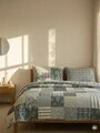 Lenjerie de pat pentru o persoana Patchwork, Homla, 140x200 cm, 2 piese, bumbac, verde