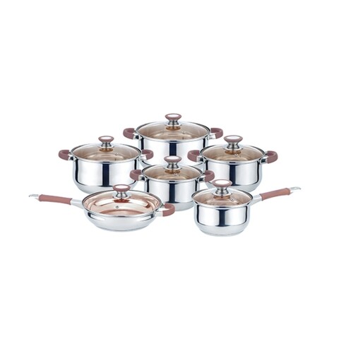 Set de gatit 12 piese Muhler, MR-1274, inox, maro