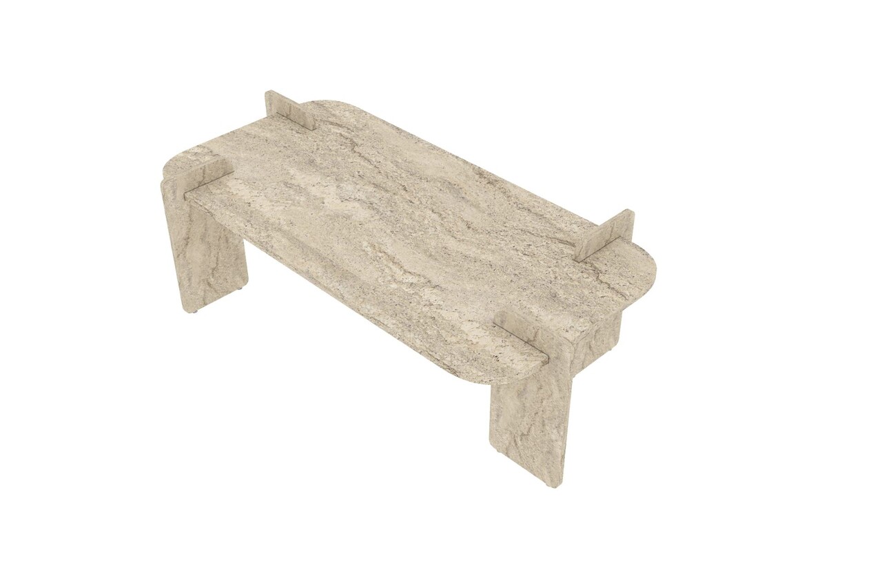 Masuta de cafea, Hanah Home, Lovge, 120x35x60 cm, Travertin - view 6