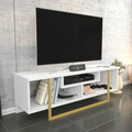 Comoda TV, Retricy, Asal 120, 120x35.2x40.2 cm, PAL, Aur/Alb