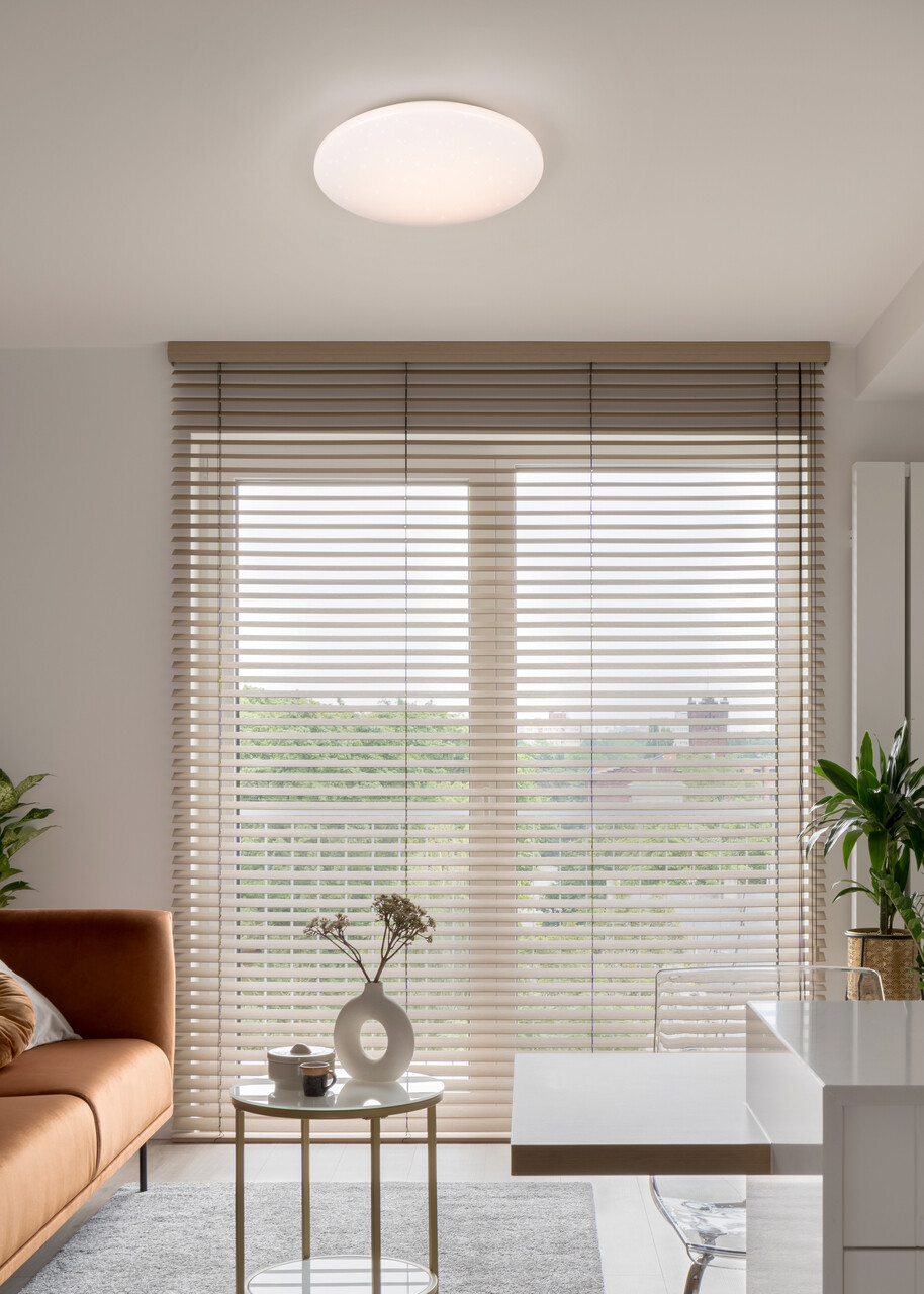 Plafoniera cu efect stele Pollux, RL, 37x8.5 cm, 15W, 1x SMD, plastic, alb