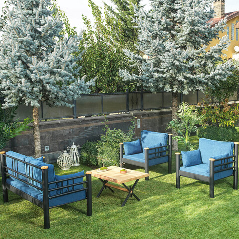 Set mobilier de gradina, heaven, kappis (2+1+1), negru / albastru închis
