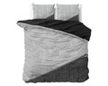 Lenjerie de pat pentru doua persoane, Twin Face Zipper, Royal Textile, 3 piese, 100% bumbac, negru/gri