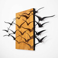 Decoratiune de perete, MA-313, 50% lemn/50% metal, 70 x 140 cm, Nuc / Negru
