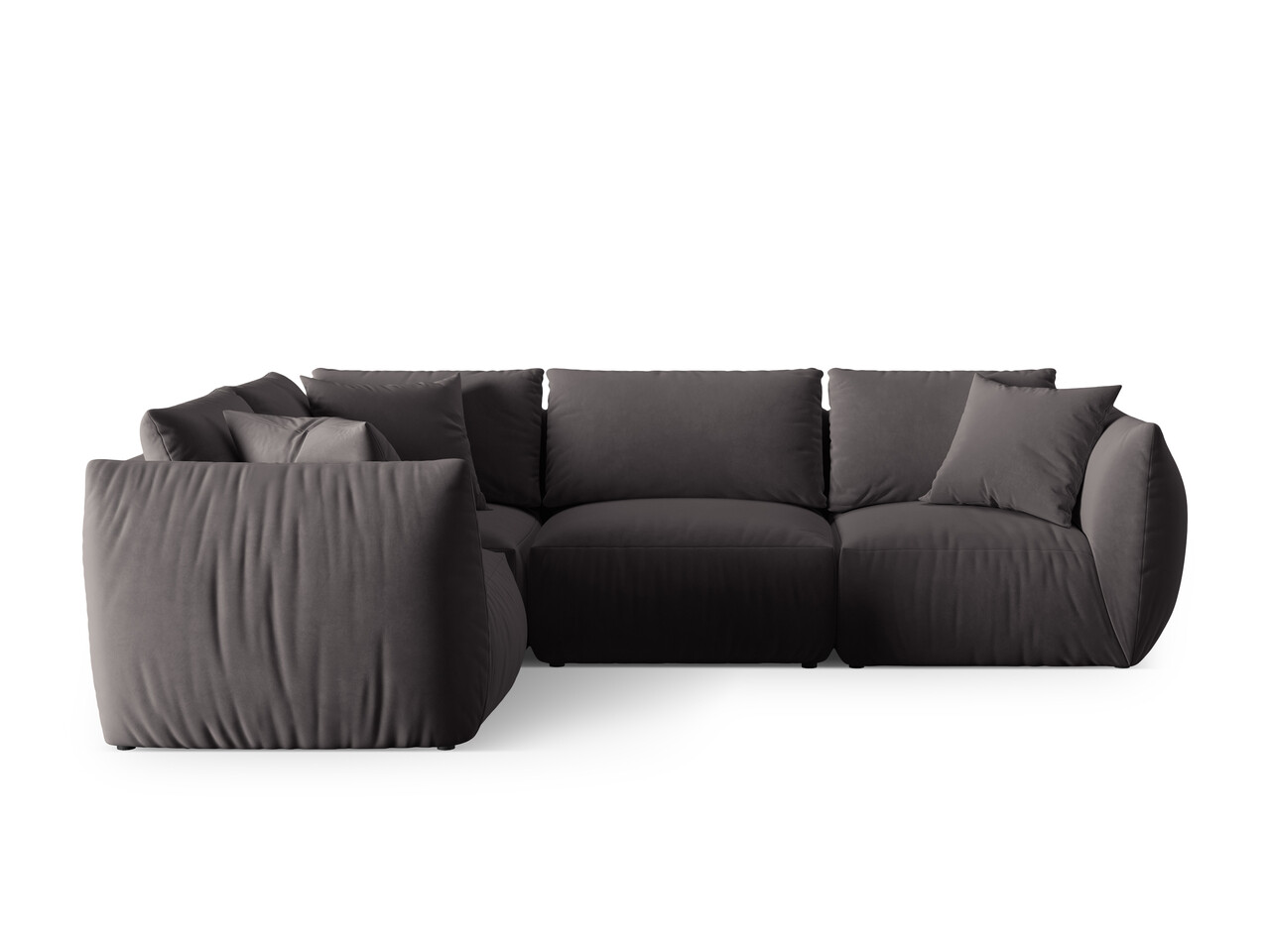 Coltar stanga 4 locuri, Chris-184, Micadoni Home, 295x210x80 cm, catifea, gri inchis - 1 | YEO