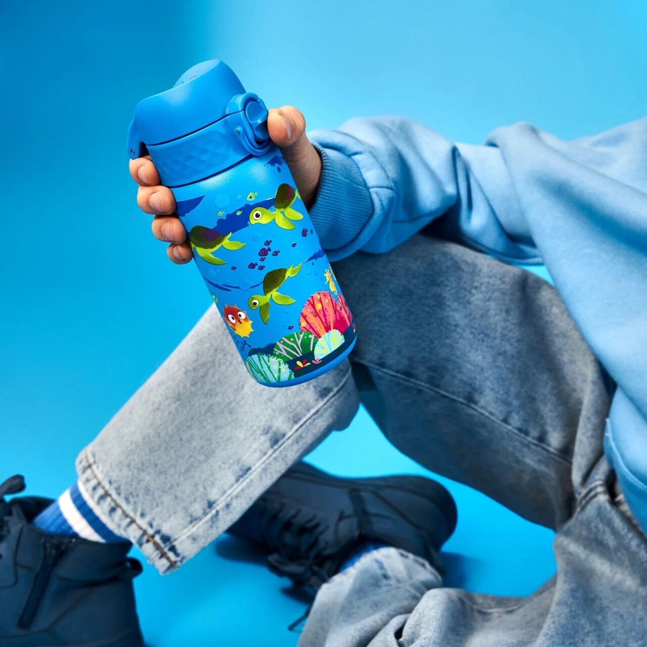 Sticla apa pentru copii, inox, 400ml, Sea Turtle - Ion8 - imagine 6
