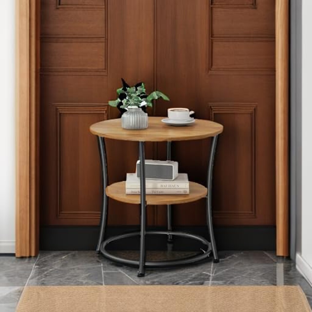 Masuta de cafea, Vasagle, Round, 55x55 cm, max 40 kg, PAL/otel, maro - imagine 4