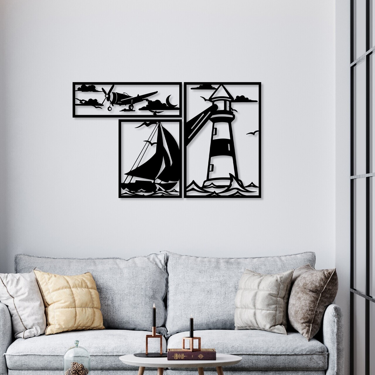 Decoratiune de perete, Lighthouse Trio B, Grosime: 1,5 mm, Negru — imaginea 2