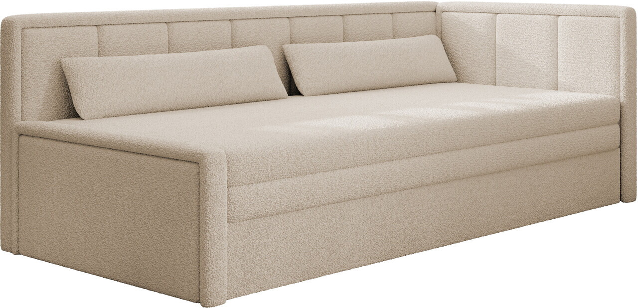 Canapea extensibila brat dreapta 3 locuri ELTAP, Fulgeo, 214x82x77 cm, lemn/catifea din poliester, bej - view 4