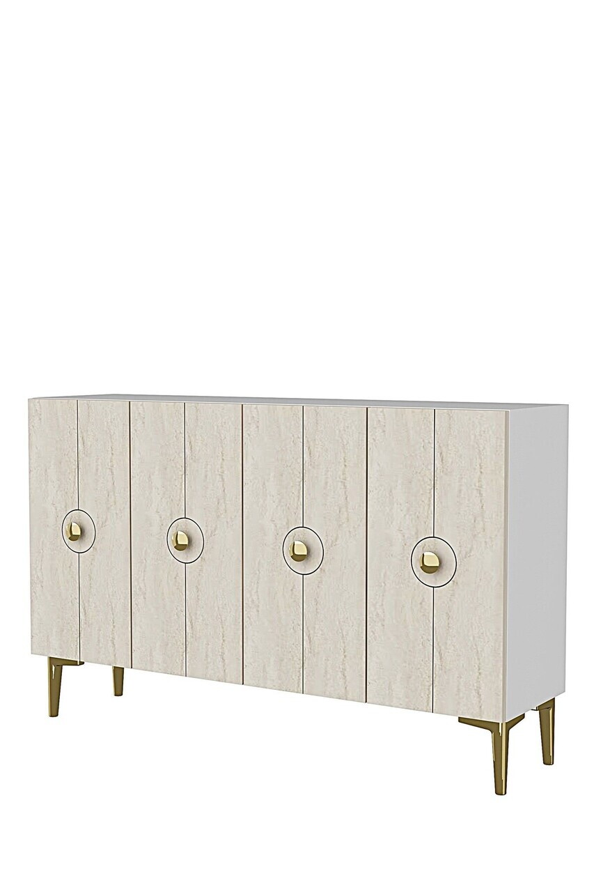 Consola, Hanah Home, Enlem 120, 120x75x32 cm, Alb / Travertin — imaginea 4