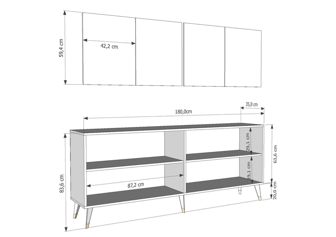 Consola, Hanah Home, Benner, 180x78.6x35 cm, PAL , Antracit / Argintiu