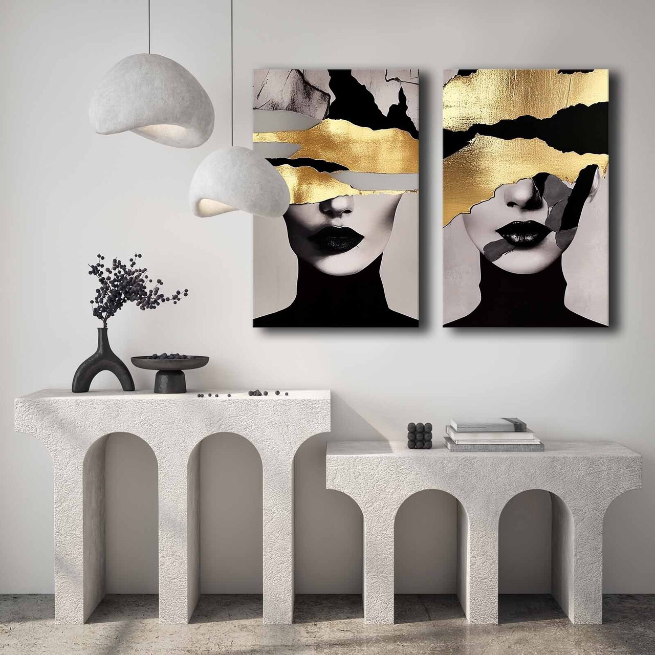 Set 2 tablouri decorative, 2P4570GSC-019, Lemn, Multicolor - view 2