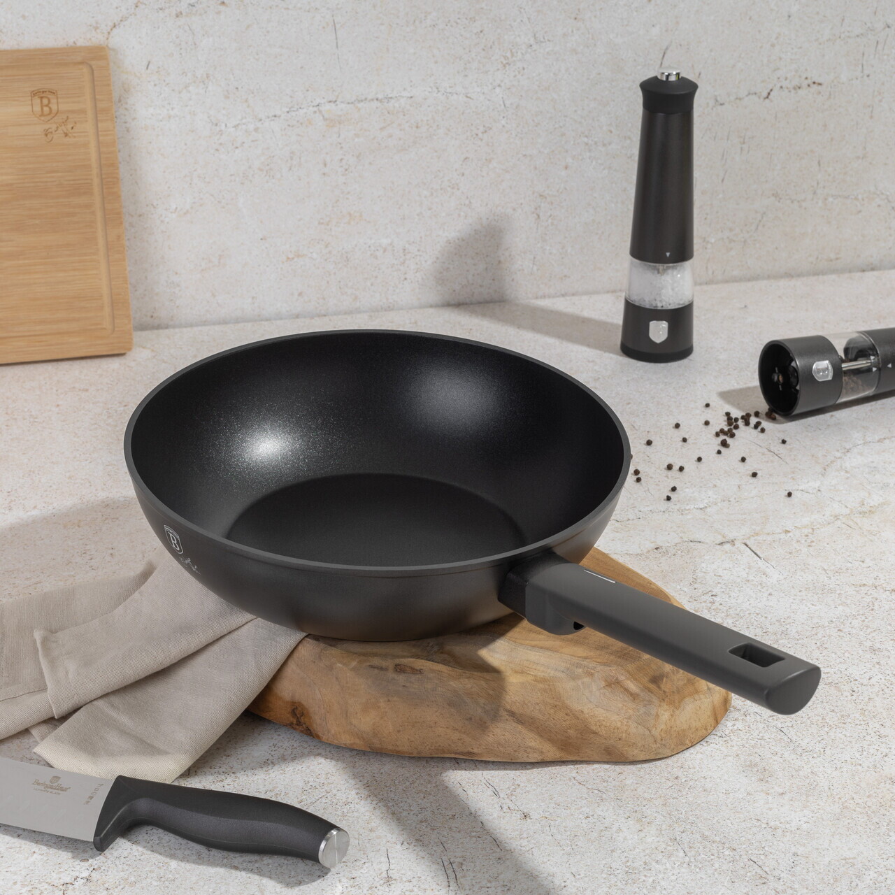 Tigaie Wok Berlinger Haus, Anthracite, 28 cm, 3.2 L, aluminiu forjat, antracit mat - imagine 6