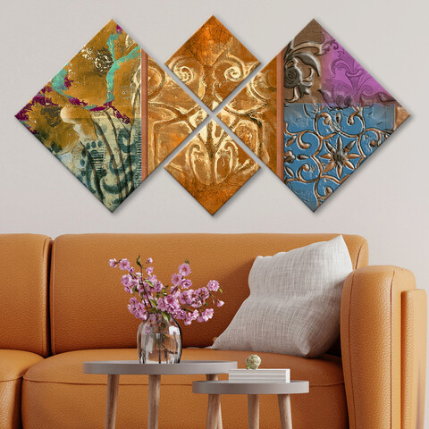 Set 4 tablouri decorative, 4mdf598600628, mdf, imprimat uv, multicolor